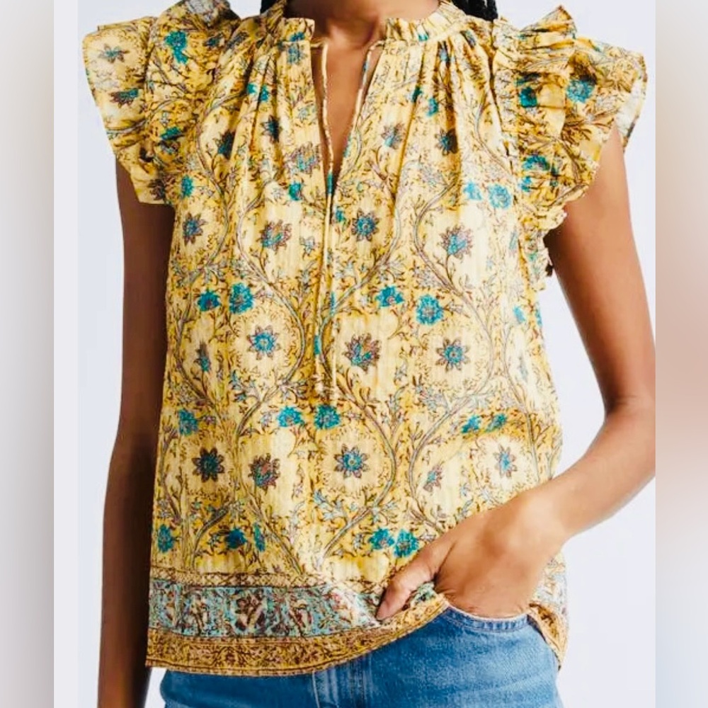 Ulla Johnson Fleur Floral Ruffle Daylily Top Size 8 NWOT